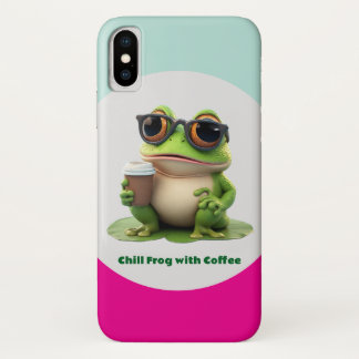 Ontspannen kikker met koffie iPhone / iPad hoes