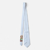 Ontspannen lachende luiaard zitten met gekruiste b stropdas (Achterkant)