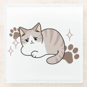 Ontspannen & Luie Vibes voor Cat Lovers Design Glazen Onderzetter