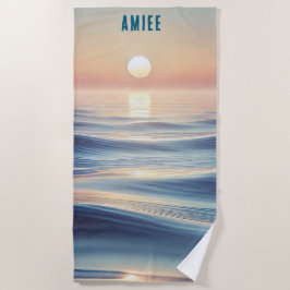 Ontspannen oceaan en zonsopgang strandlaken