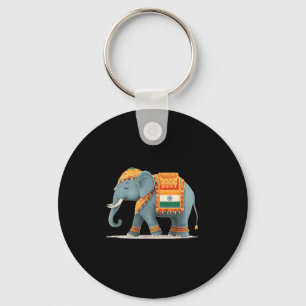 Ontspannen olifant in Indiase kleuren kostuum Sleutelhanger