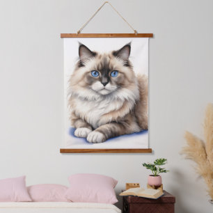 Ontspannen Ragdoll Cat Illustratie Gezellig Huisdi Hangend Wandkleed