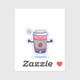Ontspannen Schattigee koffiebeker in meditatie Sticker