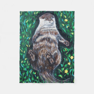 Ontspannen schilderij van rivierotter fleece deken