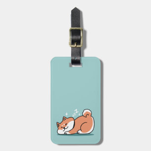 Ontspannen Shiba Inu Art: gewoon een Shiba die laa Bagagelabel