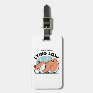 Ontspannen Shiba Inu Art: gewoon een Shiba die laa Bagagelabel