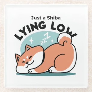 Ontspannen Shiba Inu Art: gewoon een Shiba die laa Glazen Onderzetter