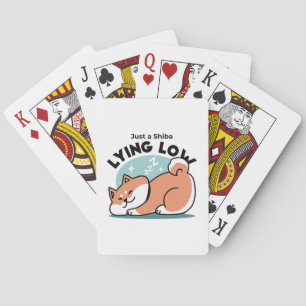 Ontspannen Shiba Inu Art: gewoon een Shiba die laa Pokerkaarten