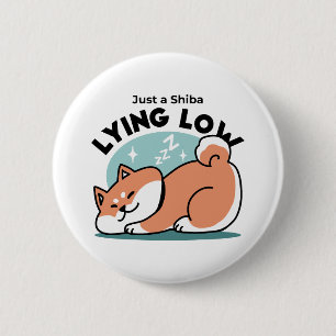 Ontspannen Shiba Inu Art: gewoon een Shiba die laa Ronde Button 5,7 Cm