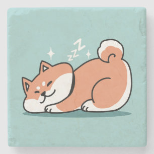 Ontspannen Shiba Inu Art: gewoon een Shiba die laa Stenen Onderzetter