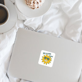 Ontspannen tijd glimlachende zon met zonnebril vierkante sticker