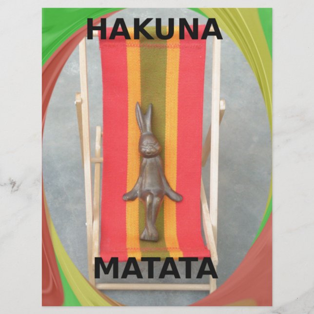 Ontspannend konijn Hakuna Matata Vector Kunstwerk (Voorkant)