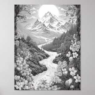 Ontspannend Landschapskleurend Poster