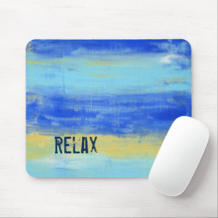 Ontspannend Strand Blauw Geel Abstracte Kunst Muismat