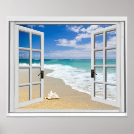 Ontspannend strand zeezicht nepraam poster