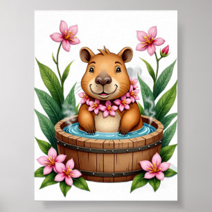 Ontspannende Capybara Bubbelbad Gezellige Spa Dag Poster