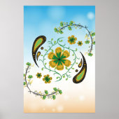 Ontspannende groene gele bloemen poster (Voorkant)