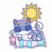 Ontspannende kat waterdicht sticker (Voorkant)