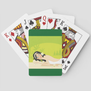 Ontspannende Zen Spa Vrouw Tropisch Welzijn Pokerkaarten