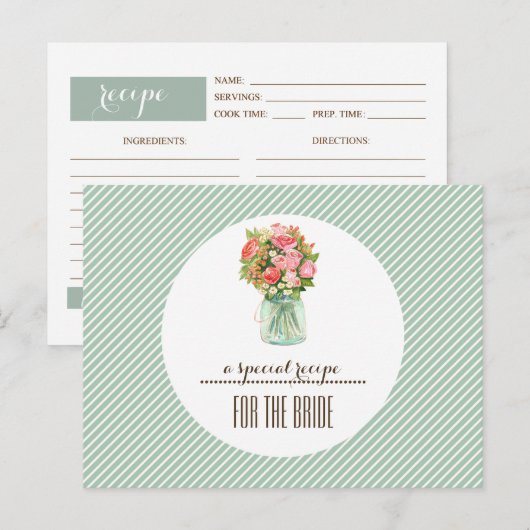 Ontvang Bride. Mason Jar Floral Briefkaart (Voorkant / Achterkant)