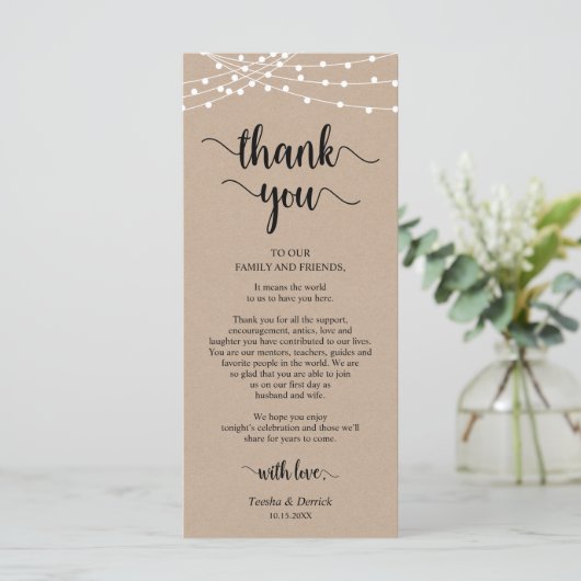 Ontvang plaatsinstelling Dank u, Kraft-kaarten Programma (Staand voorkant)