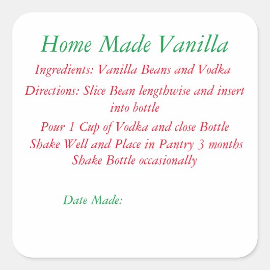 Ontvang vanille op thuisbasis vierkante sticker (Voorkant)