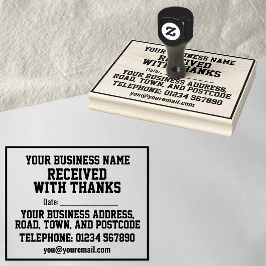 Ontvangen Met Dank met Naam, Adres & Datum Rubberstempel