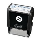 ONTVANGEN Naam Datum Monogram zwart blauw Ink Rubb Zelfinktende Stempel (Product)