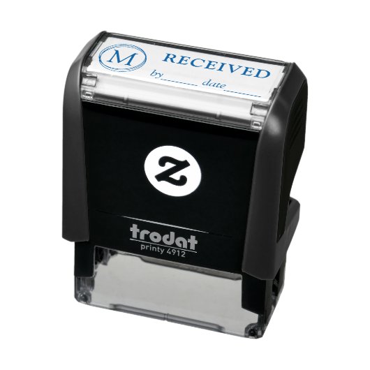 ONTVANGEN Naam Datum Monogram zwart blauw Ink Rubb Zelfinktende Stempel (Product)