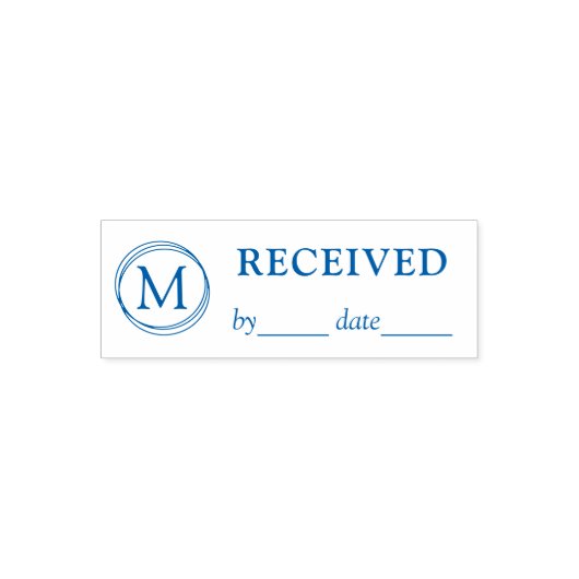 ONTVANGEN Naam Datum Monogram zwart blauw Ink Rubb Zelfinktende Stempel (Design)