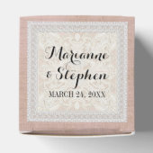 Ontvanger Rustic Lace w Aged  Linen Bedankdoosjes (Bovenkant)