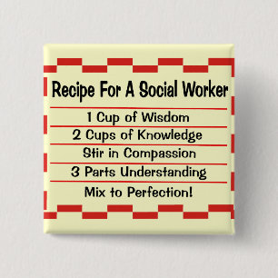 Ontvanger van een sociaal werker vierkante button 5,1 cm