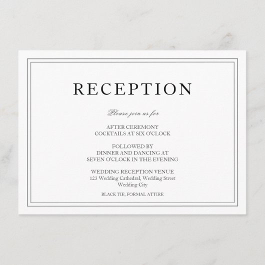 Ontvanging van bruine en zwarte bruiloft informatiekaartje (Voorkant)