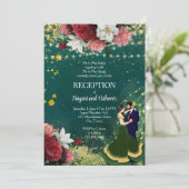 Ontvanging van het groene glitter dansende koppel kaart (Staand voorkant)