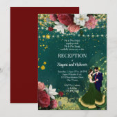 Ontvanging van het groene glitter dansende koppel kaart (Voorkant / Achterkant)