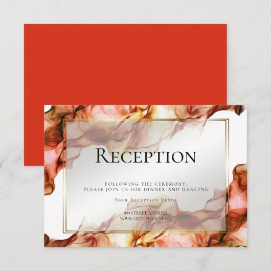 ONTVANGST | Abstract Aquarel Herfst Kleuren 4 Kaart (Voorkant / Achterkant)