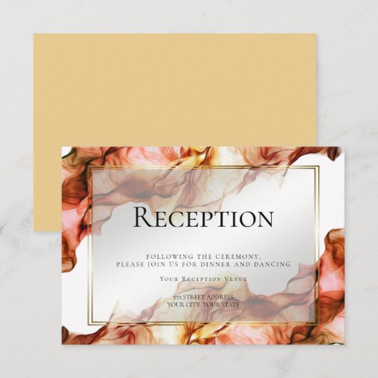 ONTVANGST | Abstract Aquarel Herfst Kleuren 5 Kaart (Voorkant / Achterkant)