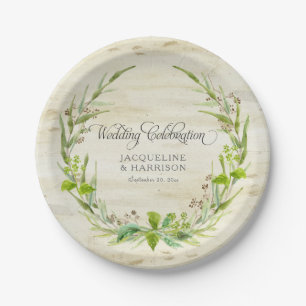 Ontvangst BOHO Krans Blad Berk Hout Rustiek Herfst Papieren Bordje