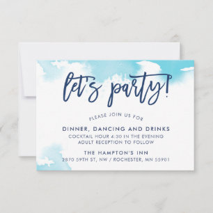 ONTVANGST cute handgeschreven aqua blauwe aquarel Kaart