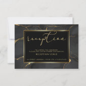 ONTVANGST | Elegant zwart en gouden marmer Kaart (Voorkant)