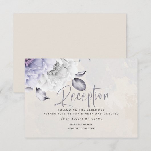 ONTVANGST | Lila Rustic en paaspap Peony Flora Kaart (Voorkant / Achterkant)
