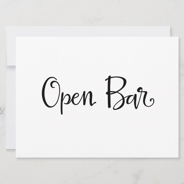 Ontvangst met open bar Bord | Eenvoudige kalligraf (Voorkant)