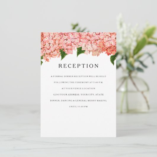 Ontvangst MODERN Wide Stripe  Hydrangea Kaart (Staand voorkant)