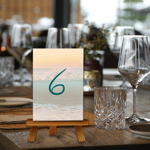 Ontvangst Tafel Nummer Kaarten Oceaan Zonsopgang