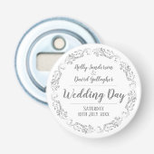 Ontvangst van bruid- en bruinweddenschappen button flesopener (Voorkant)