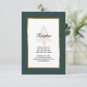 Ontvangst van Elegant Emerald Gold Winter Weduwen Informatiekaartje (Staand voorkant)