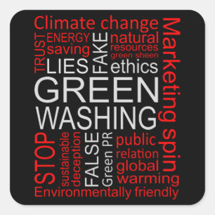 Ontvangst van Greenwash Fake Lies Vierkante Sticker