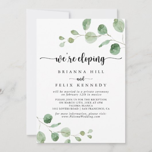 Ontvangst van groene delingse eucalyptus kaart (Voorkant)