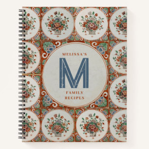 ontvangst van het monogram Floral Terracotta Tile Notitieboek