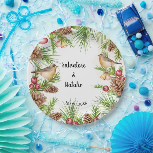 Ontvangst van kerstbruiloft met bruidbruiloft papieren bordje (Feest)